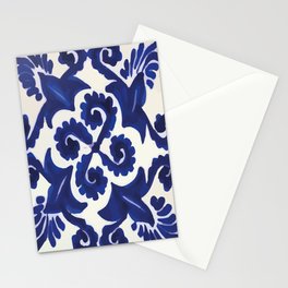 Talavera mexican tile traditional blue ceramic mosaic Stationery Card