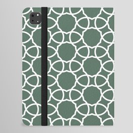 Green and White Petal Shape Tile Pattern Pairs Coloro 2022 Popular Color Wavelite 069-43-12 iPad Folio Case