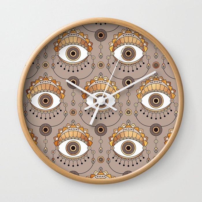 Gold Eyes Pattern Wall Clock