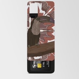 Awesome Toucan sitting on a branch on a red brown patterned background Android Card Case