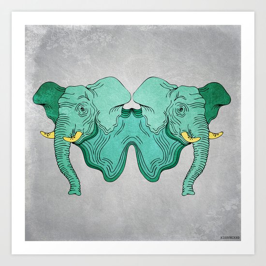 Double Trouble - Elephant Art Print