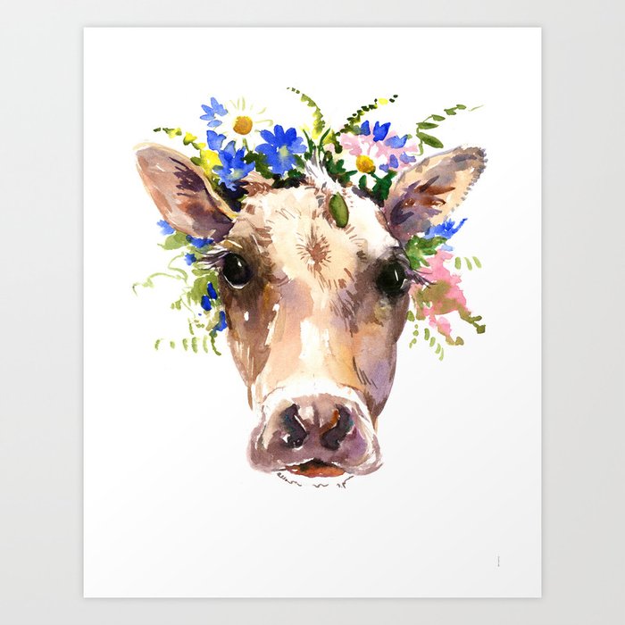 Art HD Print Home Décor Cow Face Paintings Wall Poster Picture