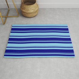 [ Thumbnail: Blue and Sky Blue Colored Stripes/Lines Pattern Rug ]