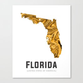 Florida - State Map Art - Abstract Map - Brown Canvas Print