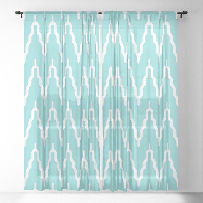 Chevron Pattern 536 Aqua Sheer Curtain