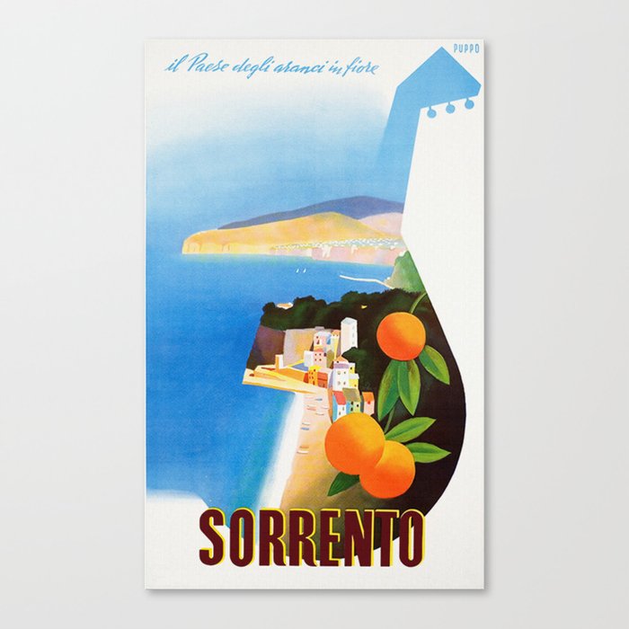 Vintage Sorrento Italy Travel Ad Canvas Print