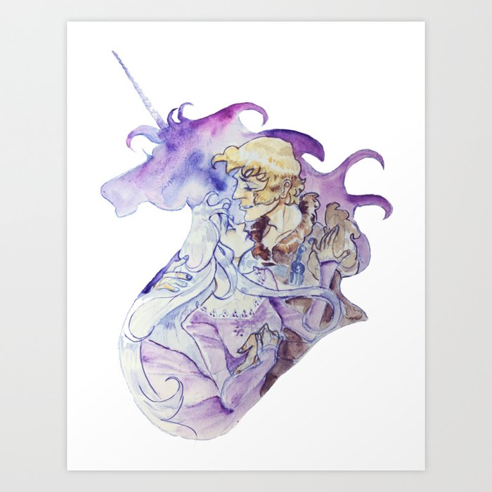 The Last Unicorn Amalthea And Lir Art Print By Sheeprilyn Society6