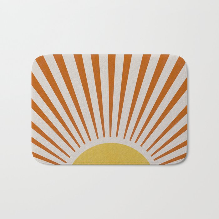 Yellow orange retro sunlight Bath Mat