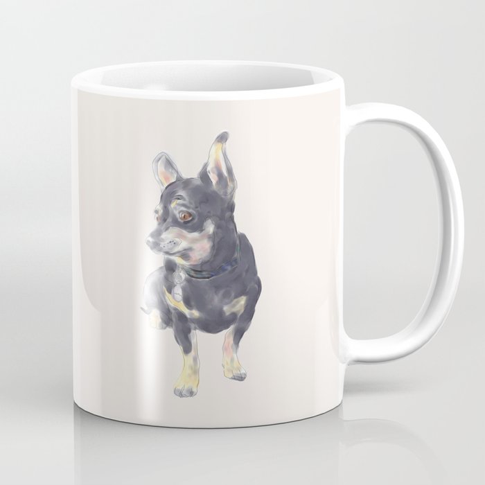 Little Dog Waiting Coffee Mug | Painting, Digital, Drawing, Illustration, Art, Dog, Chihuahua, Cute, Pet, Animals
