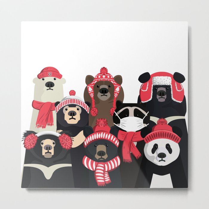 Bear family portrait: winter edition Metal Print