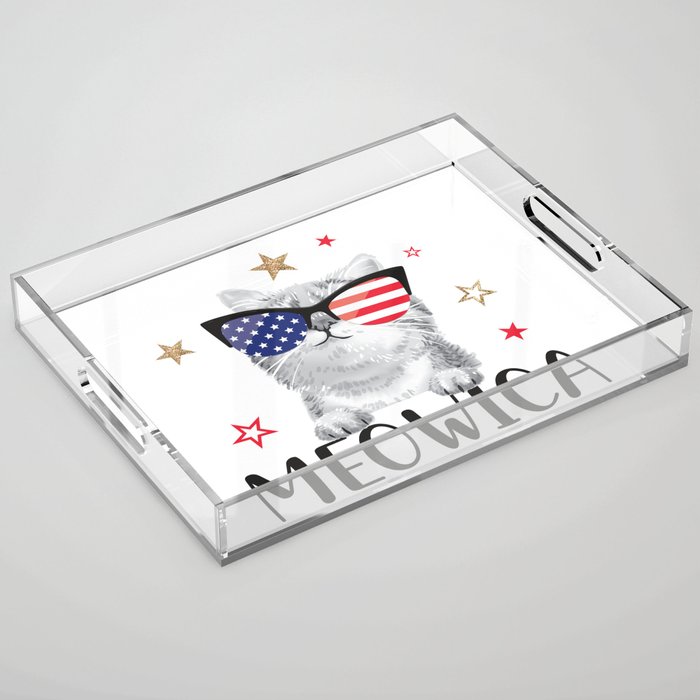 Meowica Independence Day Cat Acrylic Tray