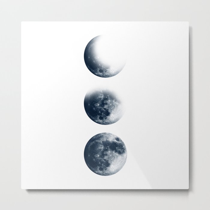 Moon Phases | Classic Blue | Watercolor | Illustration |  Astrology | Moon Metal Print