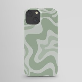 Retro Liquid Swirl Abstract Pattern Sage iPhone Case