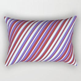 [ Thumbnail: Light Cyan, Slate Blue, and Brown Colored Lined/Striped Pattern Rectangular Pillow ]