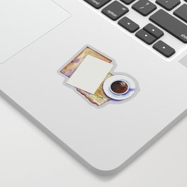 Vintage coffee cup and paper Sticker