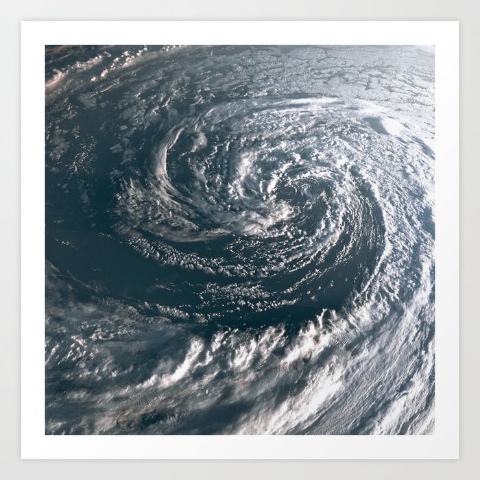 Hurricane on Earth viewed from space. Typhoon over planet Earth. Art Print