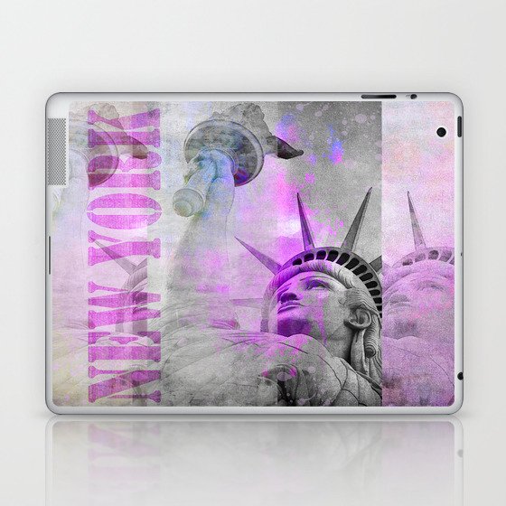 Statue of  Liberty pink mixed media art Laptop & iPad Skin
