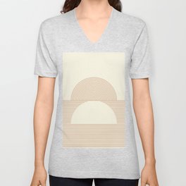 Geometric lines in Shades of Coffee and Latte 4 (Sunrise and Sunset) V Neck T Shirt