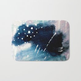 Meteor Shower - an abstract acrylic piece in blue and white Bath Mat | Pattern, Curated, Mixed Media, Abstract, Painting 