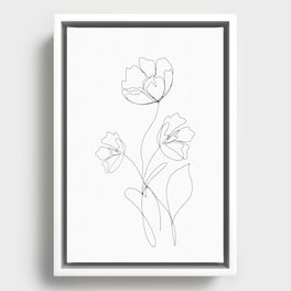 Poppies Minimal Line Art Framed Canvas