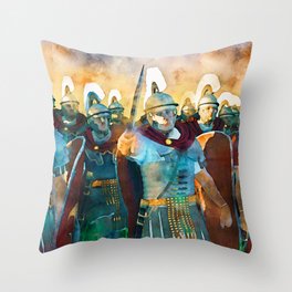 Roman legion in battle Throw Pillow