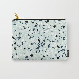 'Speckle Party' Navy Mint Black White Dots Speckle Terrazzo Pattern Carry-All Pouch