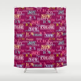 Enjoy The Colors - Modern abstract typography pattern on wine red color Shower Curtain
