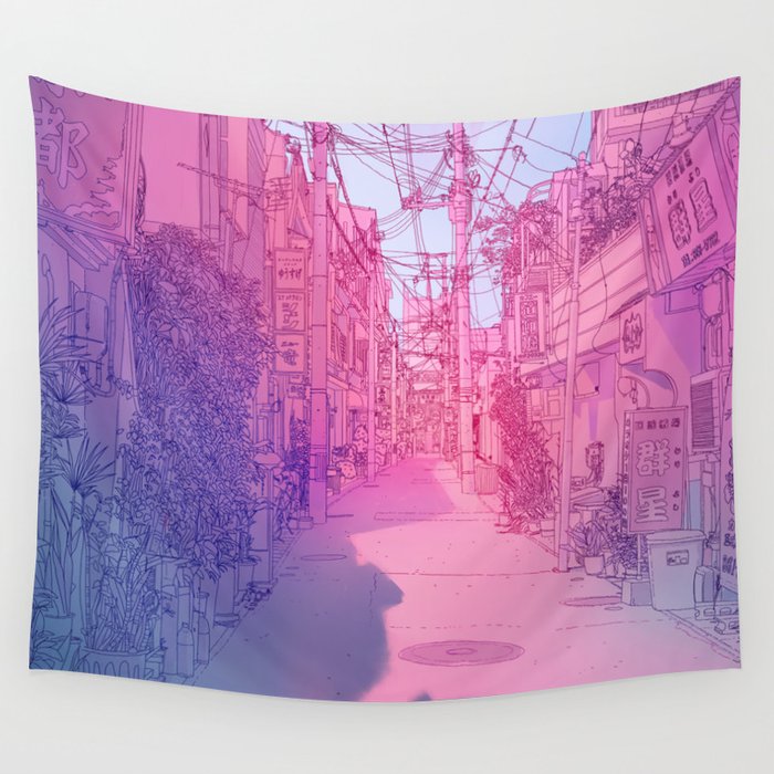 Naha Red Light Disctrict Wall Tapestry
