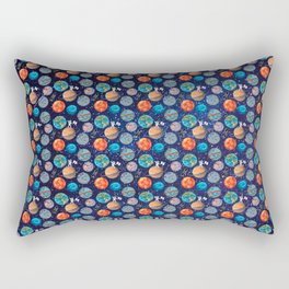 Ditsy Style Planets Astronauts and Rocket Ships on a Starry Sky Rectangular Pillow