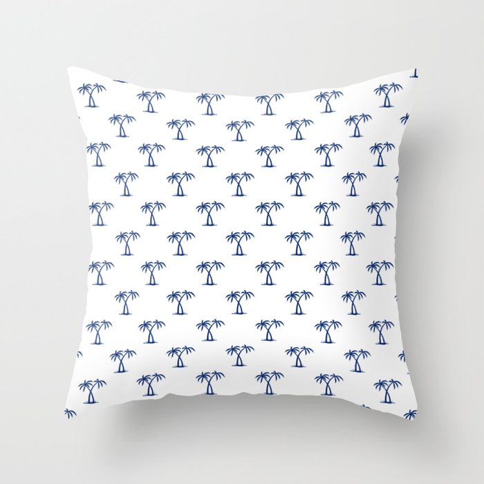 Blue Palm Trees Pattern Throw Pillow