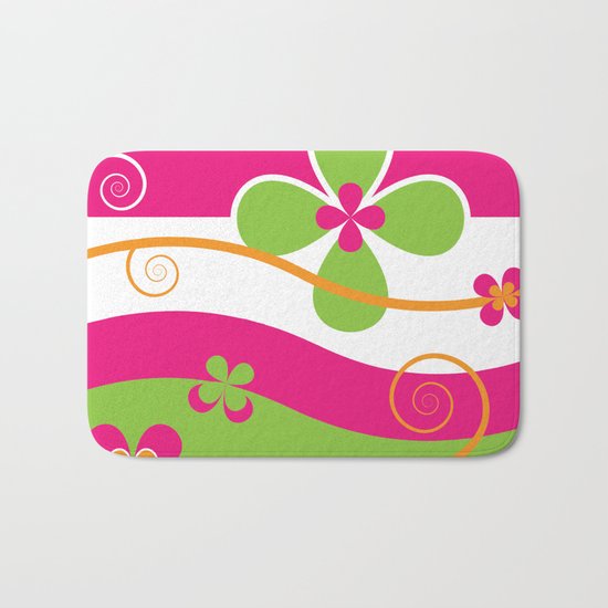 Colorful Spring Floral Graphic Art II Bath Mat