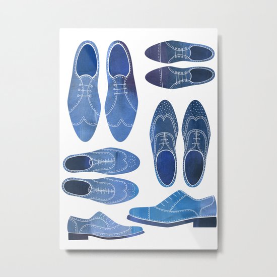 Blue Brogue Shoes Metal Print