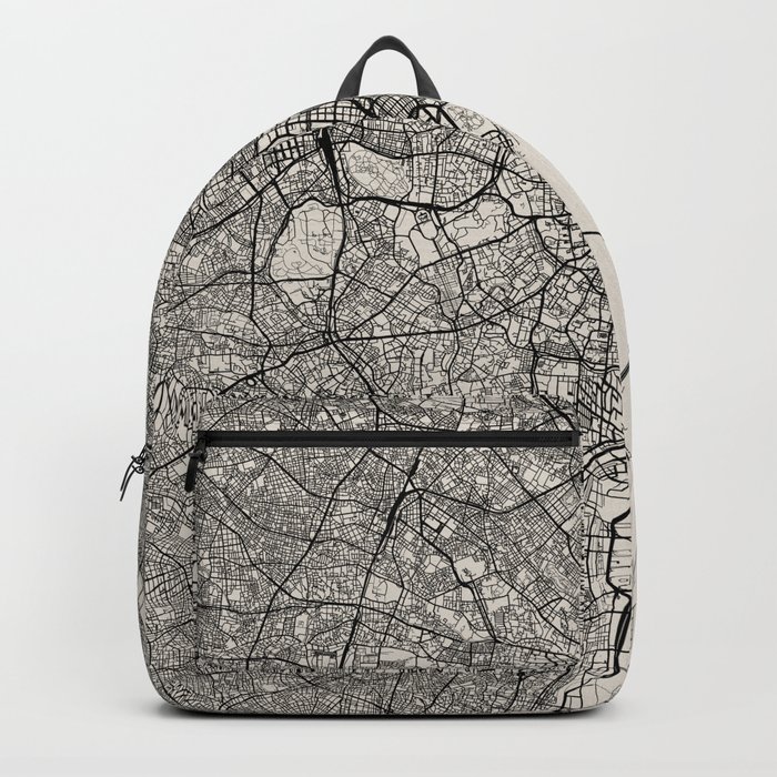 Tokyo - Japan - Authentic Map Black and White Backpack
