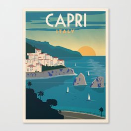 Vintage travel poster-Italy-Capri. Canvas Print