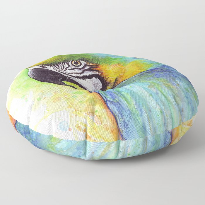 Bird Watercolor Animal Macaw Floor Pillow