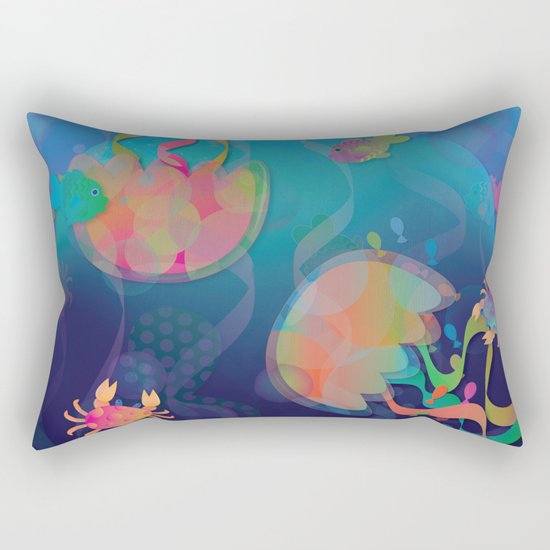 Neon Underwater Party Rectangular Pillow
