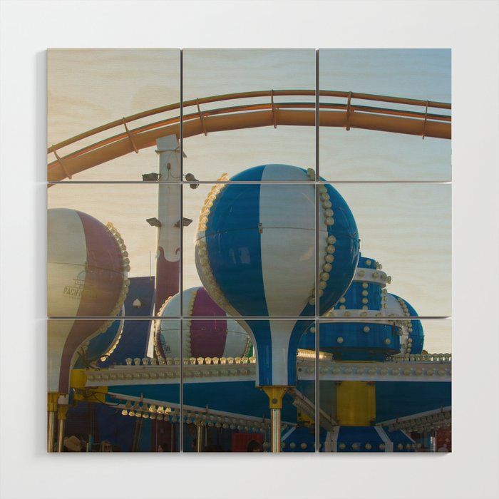 Balloon Santa Monica Pier Pacific Park Wood Wall Art by Sebastien