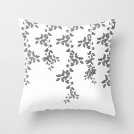Grey Leaves pattern. grey. white. leaves. Throw Pillow