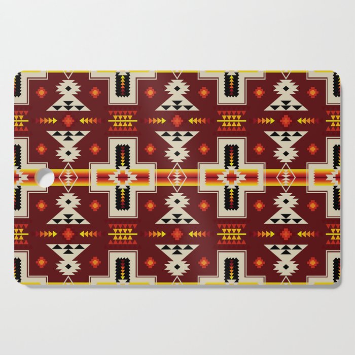 Tribal Cross Camp Fire Burgundy Blanket Pattern Cutting Board