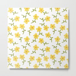 Yellow Flowers Metal Print | Nursery, Gubiller, Digital, Happy, Kids Room, Graphicdesign, Scandinavian, Tesselnation, Nordic, Flowers 