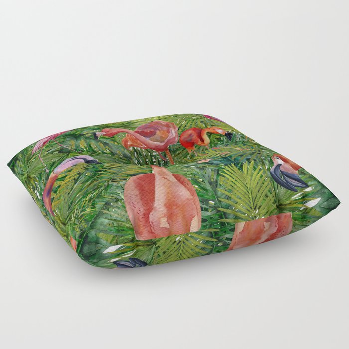 Aloha- Flamingo Bird Jungle Floor Pillow
