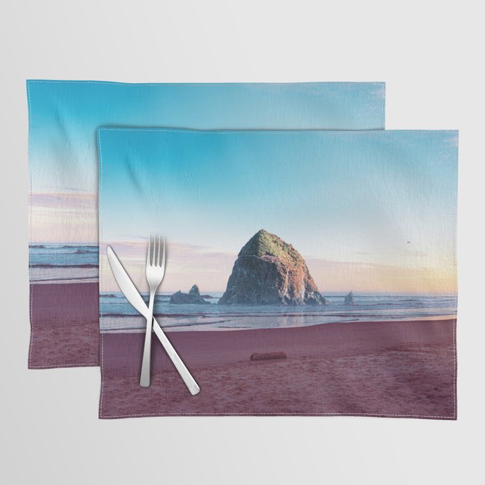 Cannon Beach and Haystack Rock Sunset | Photography and Collage on the Oregon Coast Placemat
