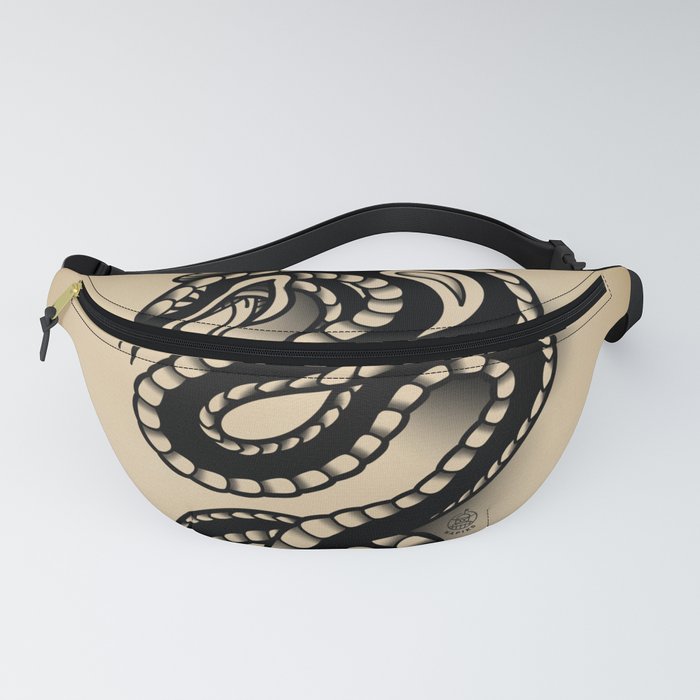Traditional Tattoo Snake - BW Fanny Pack