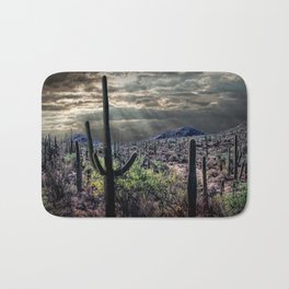 Saguaro Cactuses with Sunbeams Bath Mat | Scottsdale, Photo, West, Phoenix, Photograph, Flora, Desert, Art, Tucson, Cactus 