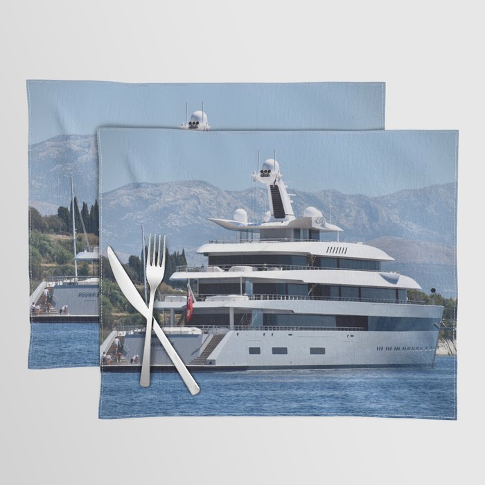 Luxury Yacht Sailing, Cobalt Blue Ocean Placemat