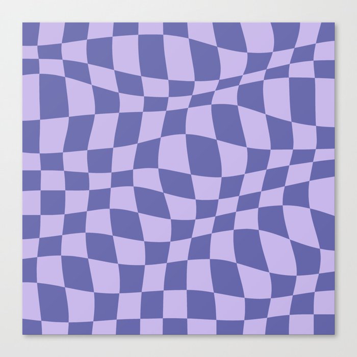 Warped Checkered Pattern (very peri/periwinkle blue/lavender) Canvas Print