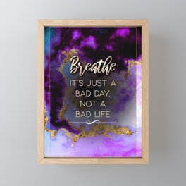 Breathe Rainbow Gold Quote Motivational Art Framed Mini Art Print