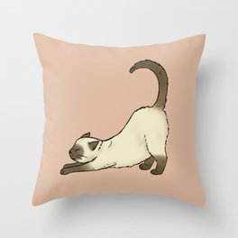 Siamese cat stretching Throw Pillow