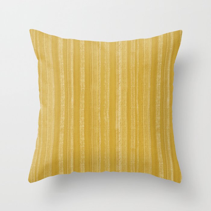Textured Organic Stripes, Gold, Mustard Yellow Throw Pillow