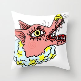 Pink Clown Wolf Throw Pillow